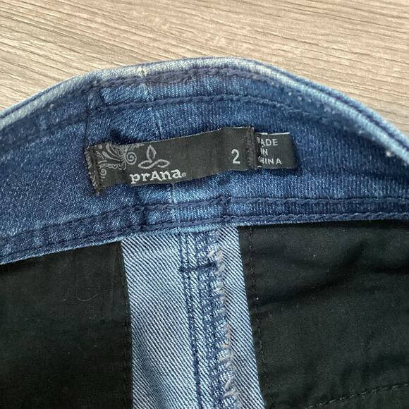 prAna Mini Skirt Organic Cotton Denim Front Button Size 2 Stretch Casual - Picture 7 of 13